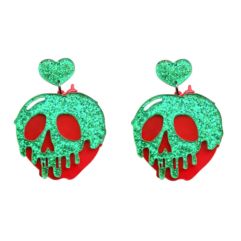 Acrylic Skeleton Peach Heart Earrings MIC-XueP075