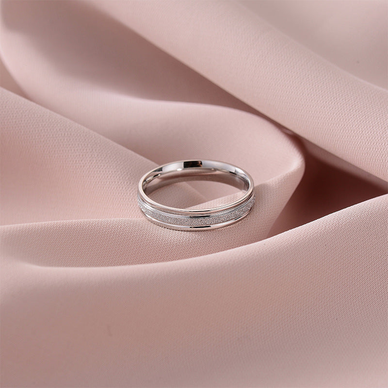 Matte stainless steel couple ring MuY010