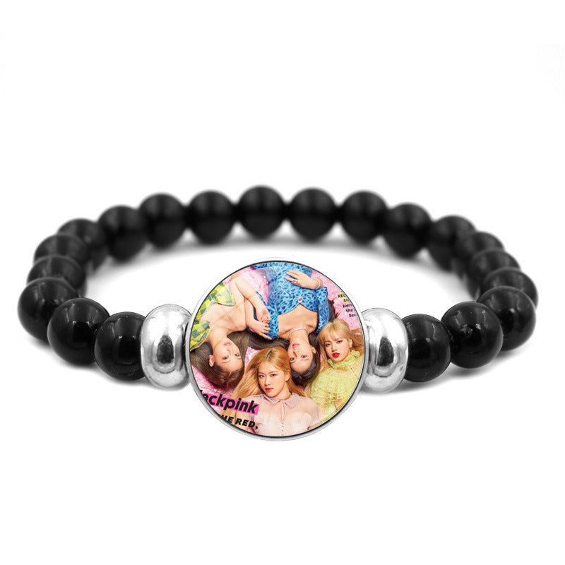 Alloy BLACKPINK Elastic Beaded Bracelet MIC-ShuS004