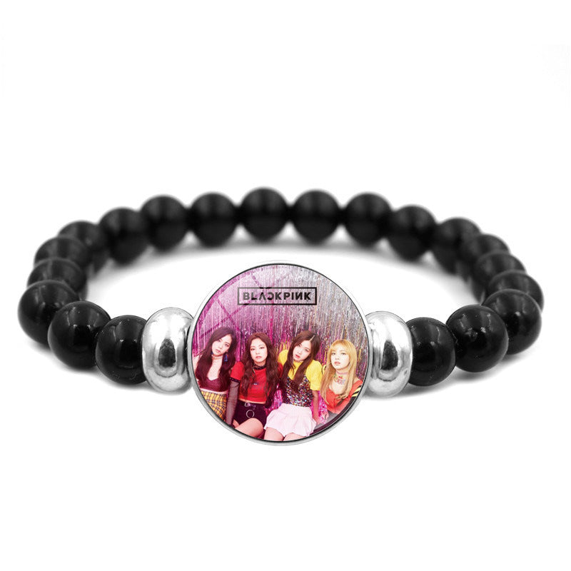 Alloy BLACKPINK Elastic Beaded Bracelet MIC-ShuS004