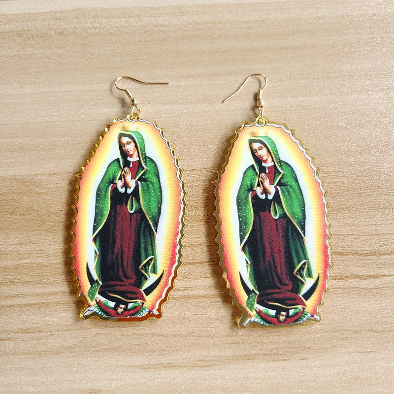 Acrylic Virgin Mary earrings MYA-XueP042