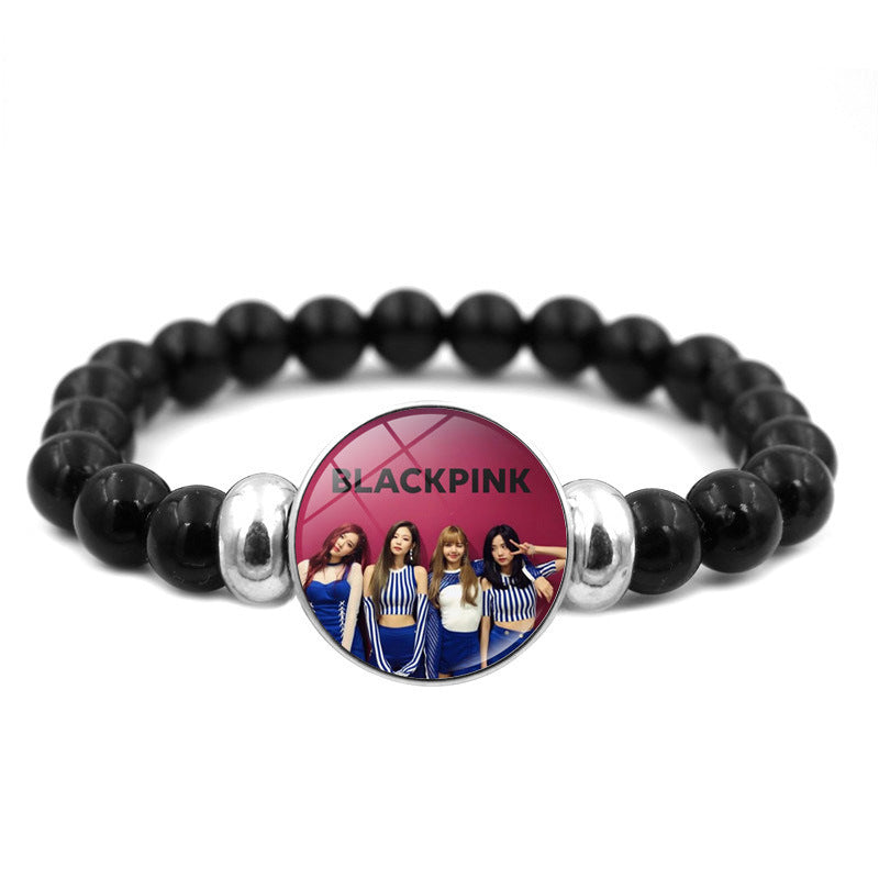 Alloy BLACKPINK Elastic Beaded Bracelet MIC-ShuS004