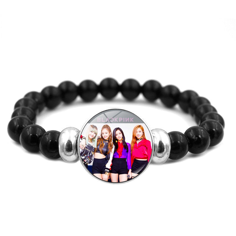 Alloy BLACKPINK Elastic Beaded Bracelet MIC-ShuS004