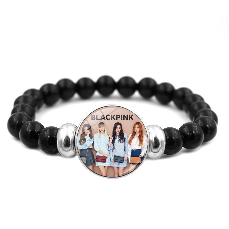 Alloy BLACKPINK Elastic Beaded Bracelet MIC-ShuS004