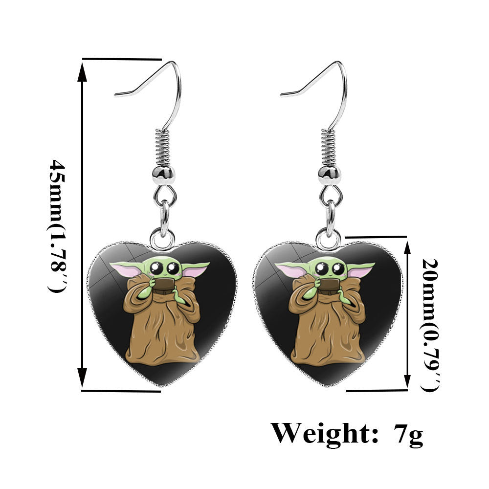 Earrings Iron Time Gems Heart Shaped Cartoon NH010