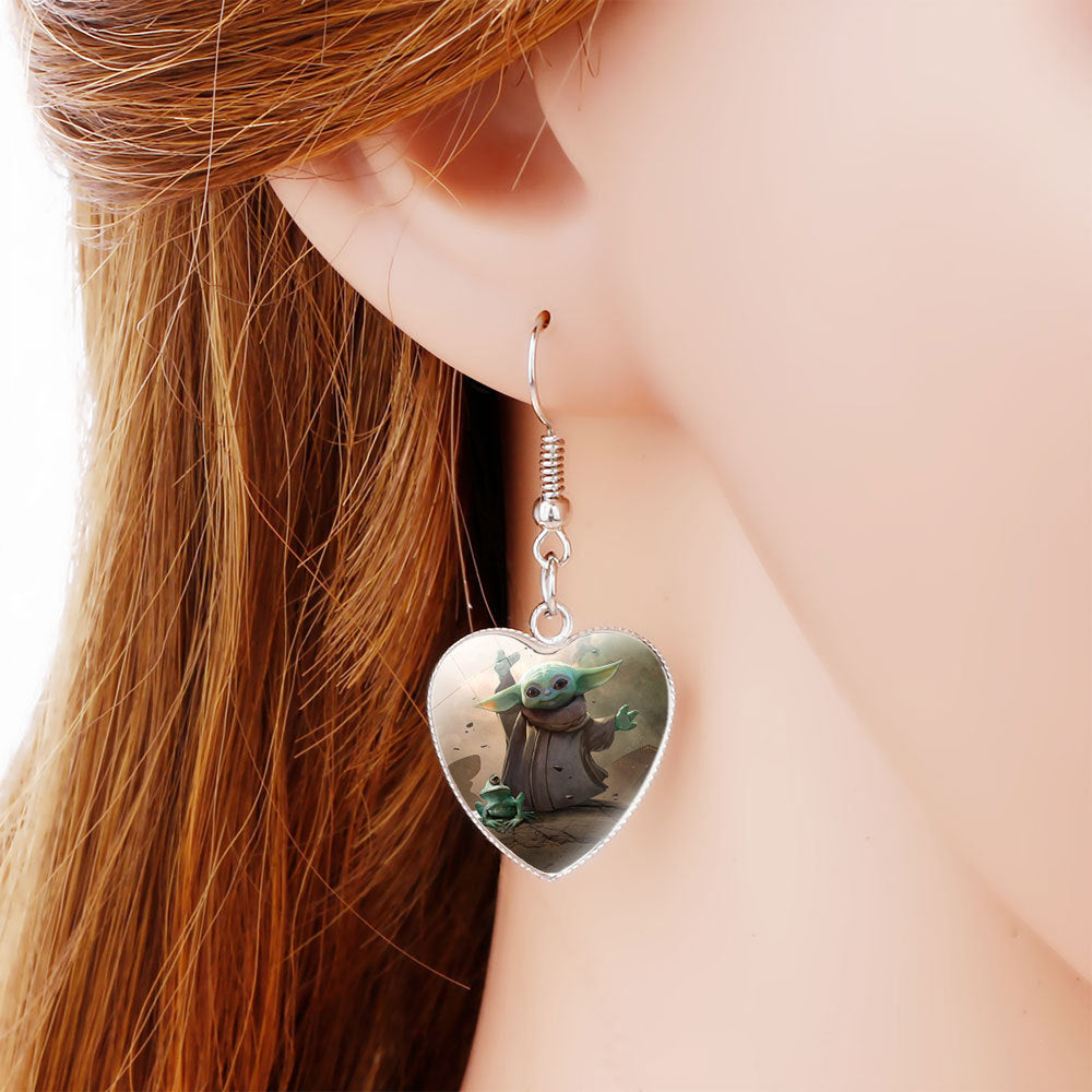 Earrings Iron Time Gems Heart Shaped Cartoon NH010