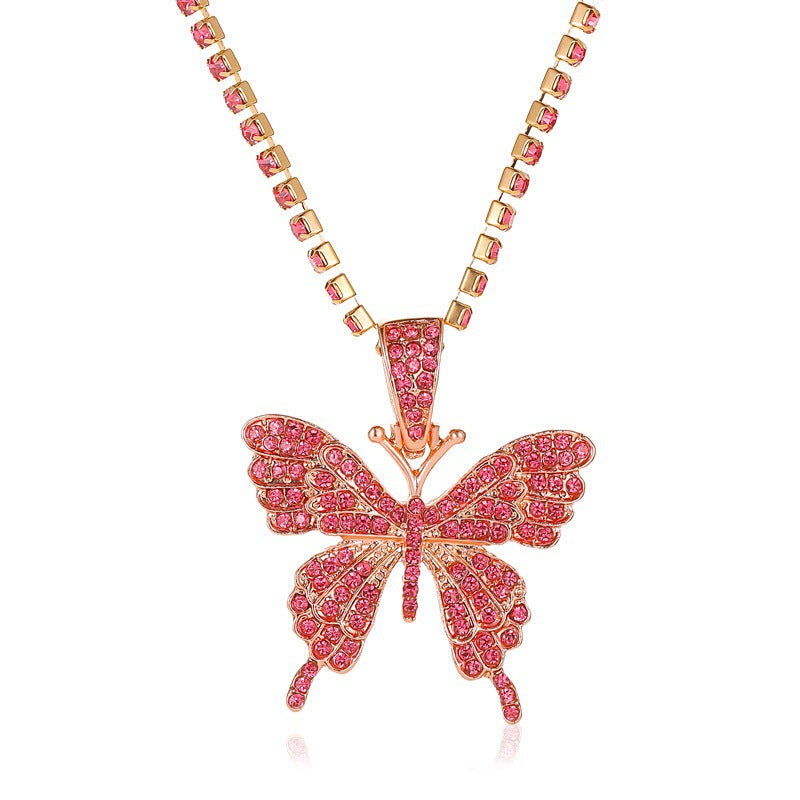 Alloy diamond butterfly necklace MIC-MiaoY048