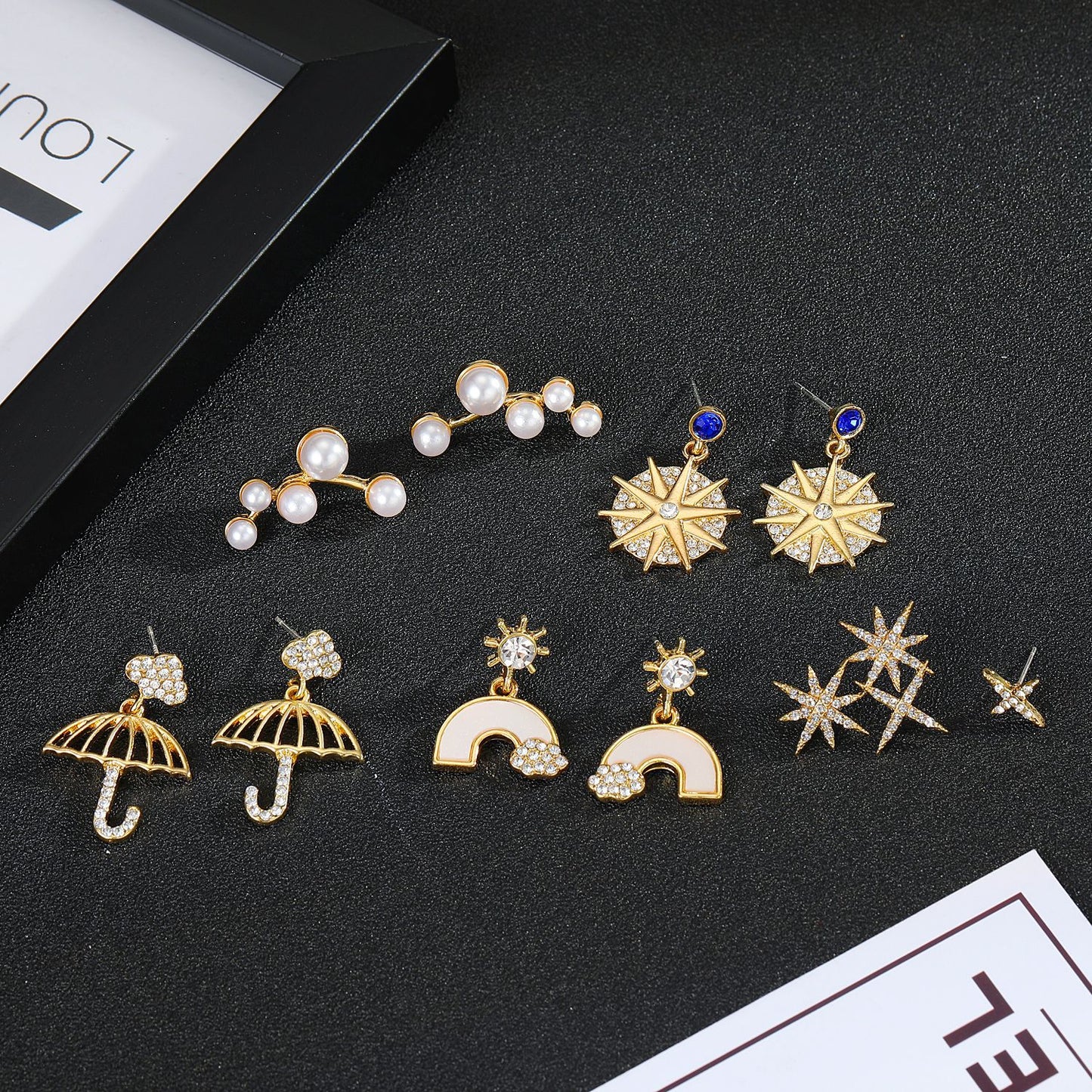 Acrylic Rainbow Umbrella Earrings (Minimo de Compra 3) MYA-JueJ009