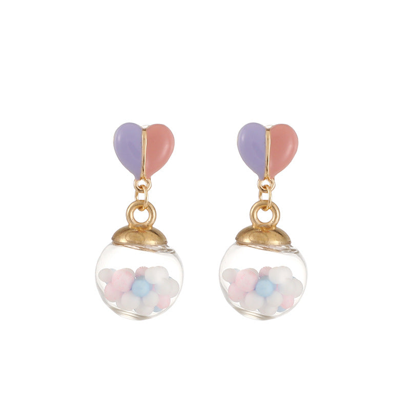 Alloy colored glass ball earrings MIC-SYN006