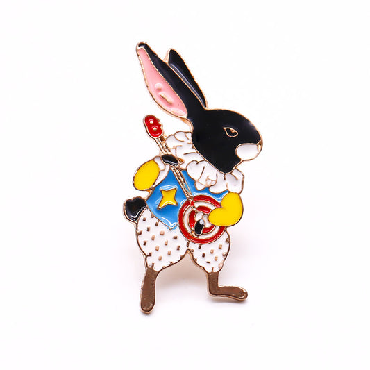 Alloy cartoon rabbit band brooch (Minimo de Compra 3) MIC-XiuH002