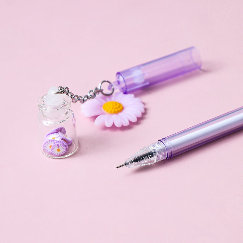 Ballpoint Pen Plastic Glass Drift Bottle Daisy Pendant Gel Pen yige040