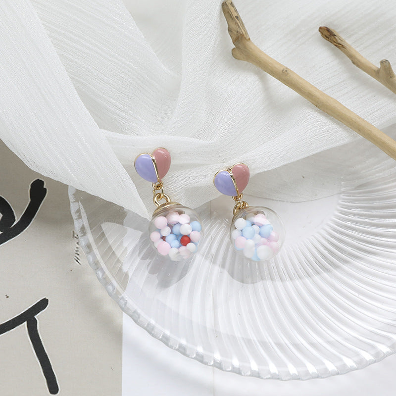 Alloy colored glass ball earrings MIC-SYN006