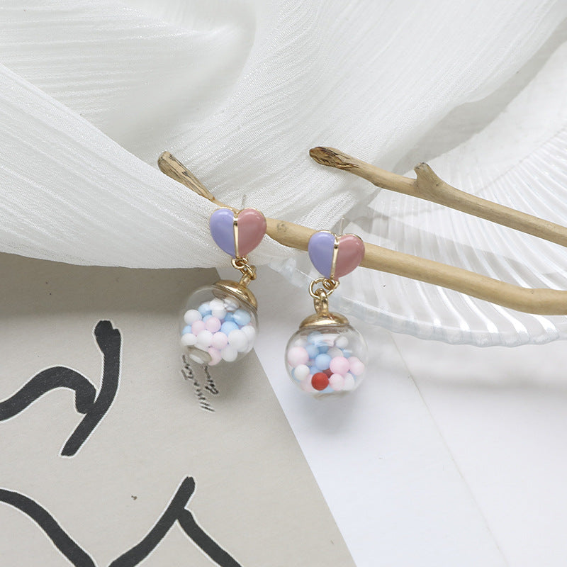 Alloy colored glass ball earrings MIC-SYN006