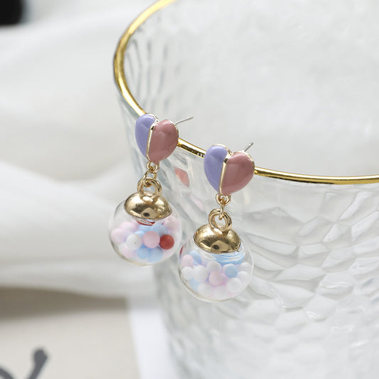 Alloy colored glass ball earrings MIC-SYN006