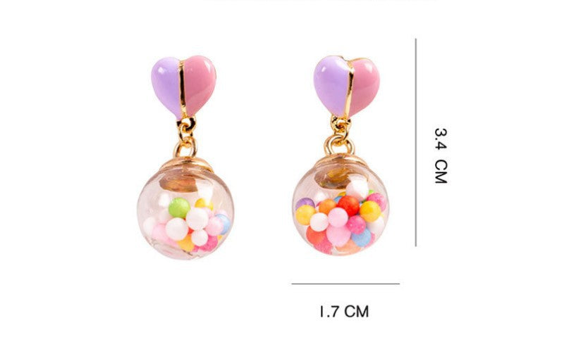 Alloy colored glass ball earrings MIC-SYN006