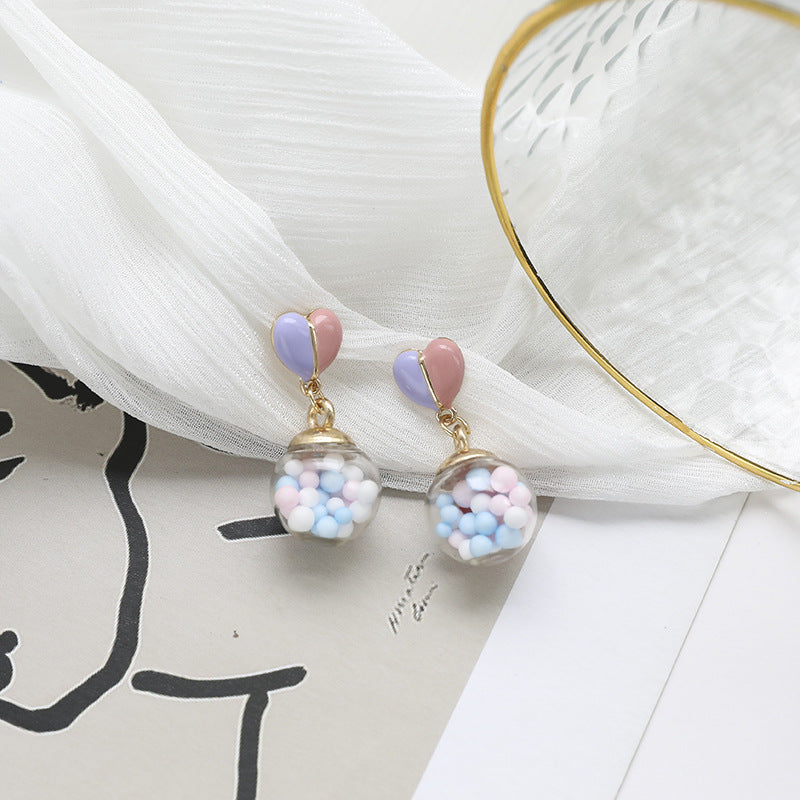 Alloy colored glass ball earrings MIC-SYN006