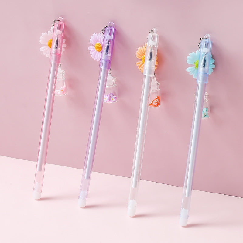 Ballpoint Pen Plastic Glass Drift Bottle Daisy Pendant Gel Pen yige040