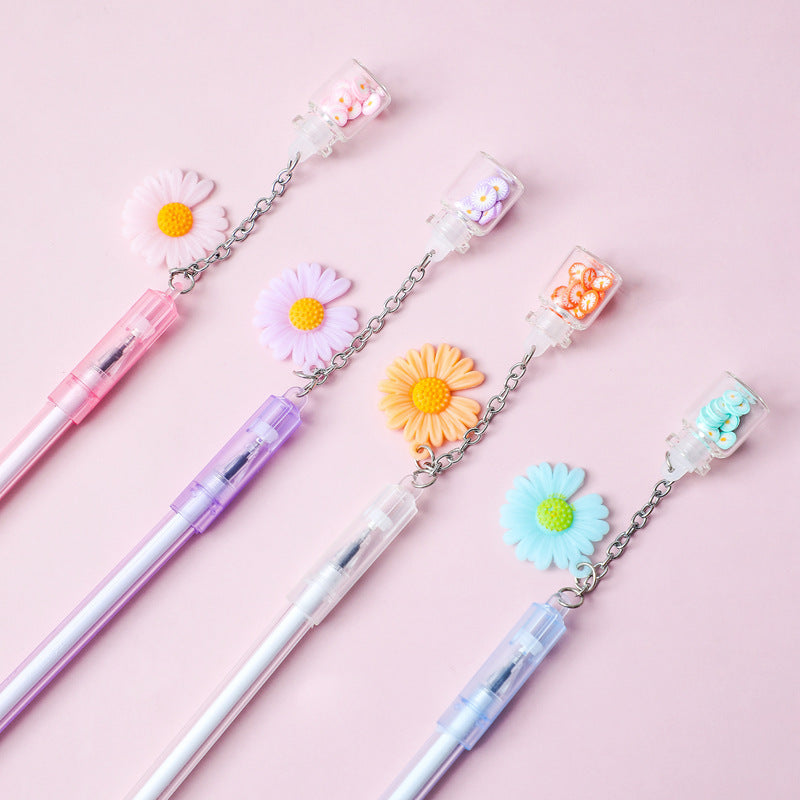 Ballpoint Pen Plastic Glass Drift Bottle Daisy Pendant Gel Pen yige040