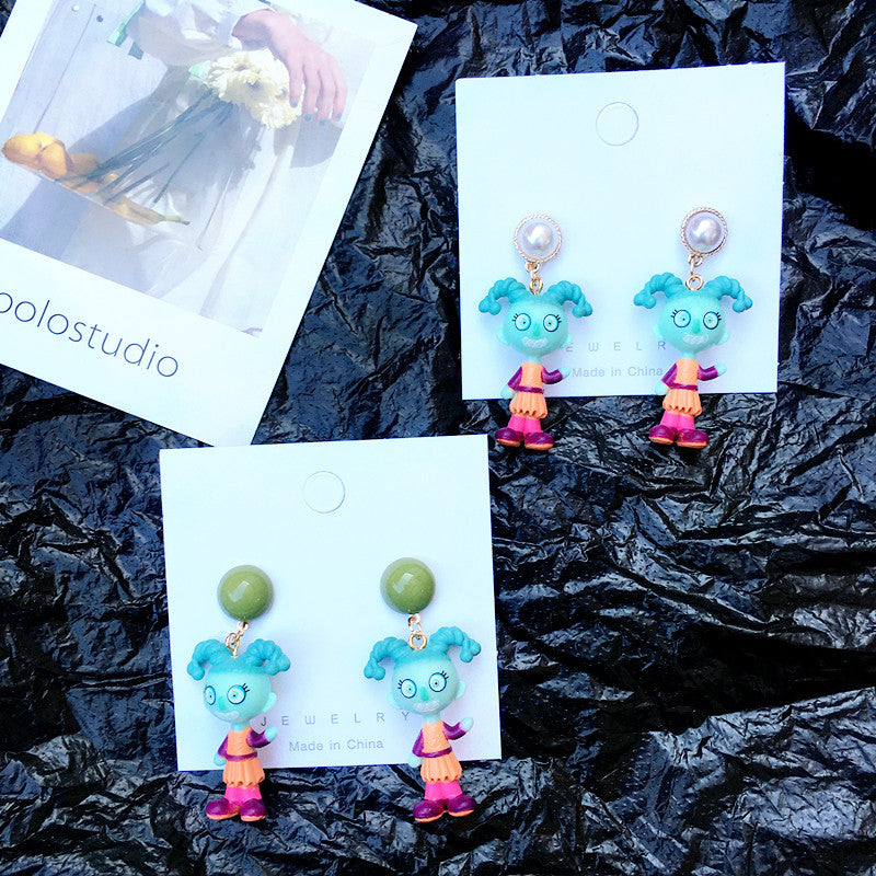 Acrylic double horsetail girl earrings MIC-ChouT004