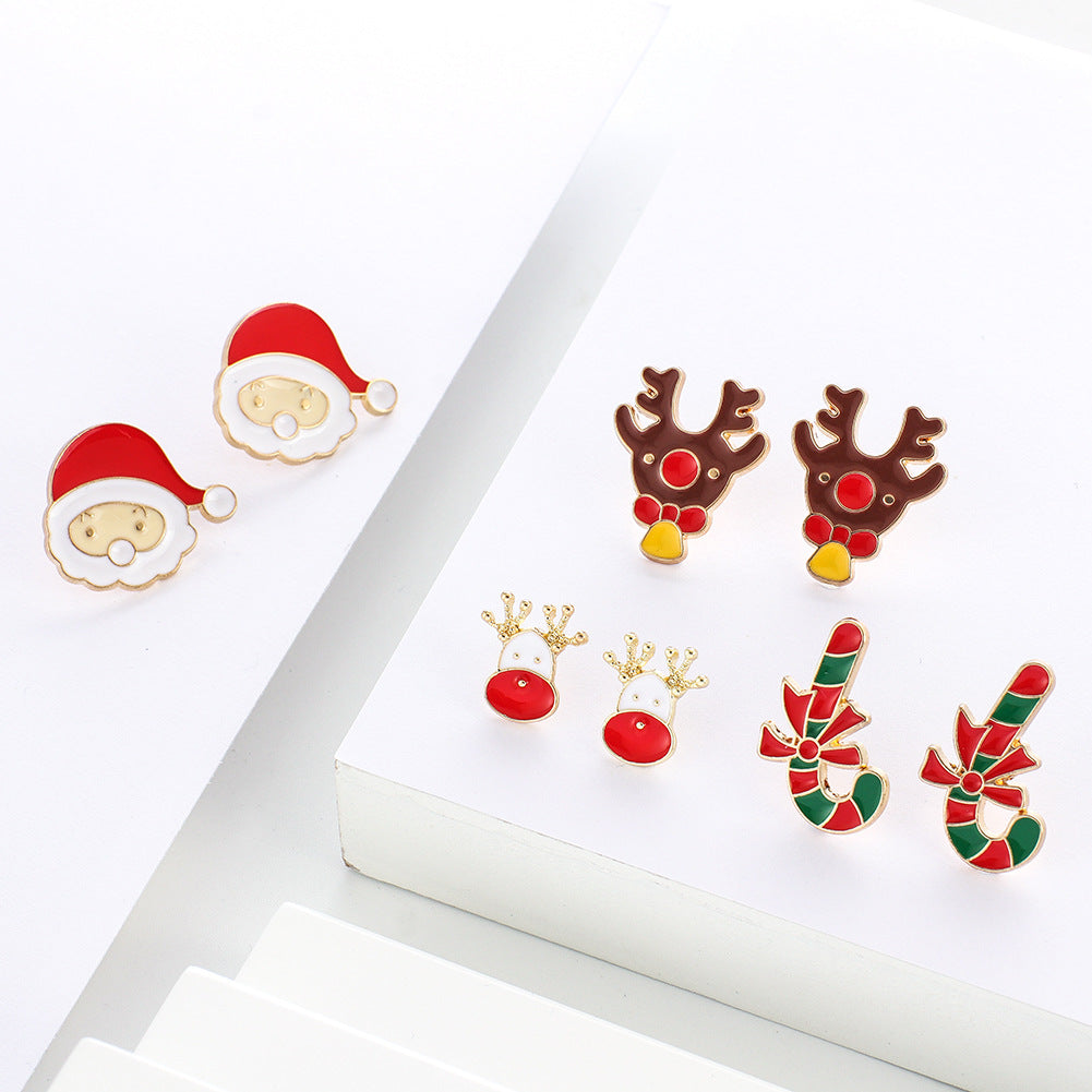 Acrylic Santa Claus Elk Earrings (Minimo de Compra 3) MIC-YuanQ009