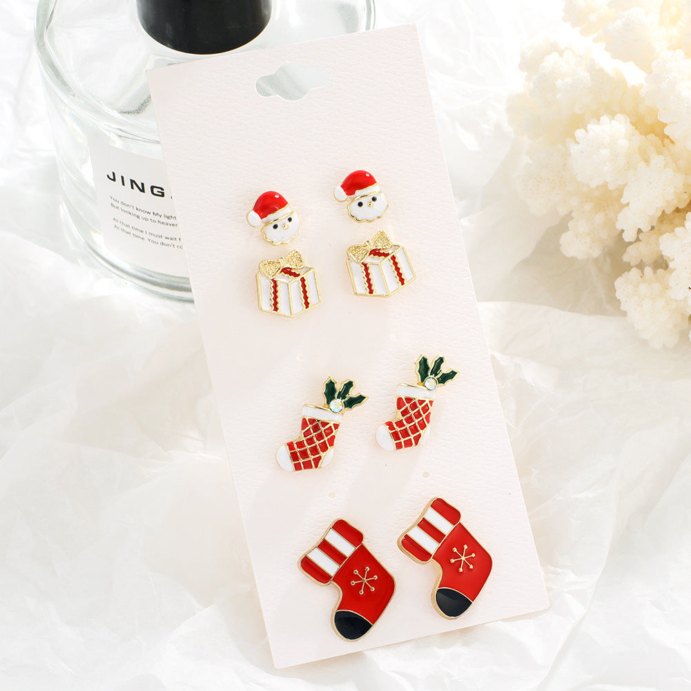 Acrylic Santa Claus Gift Earrings (Minimo de Compra 3) MIC-YuanQ008