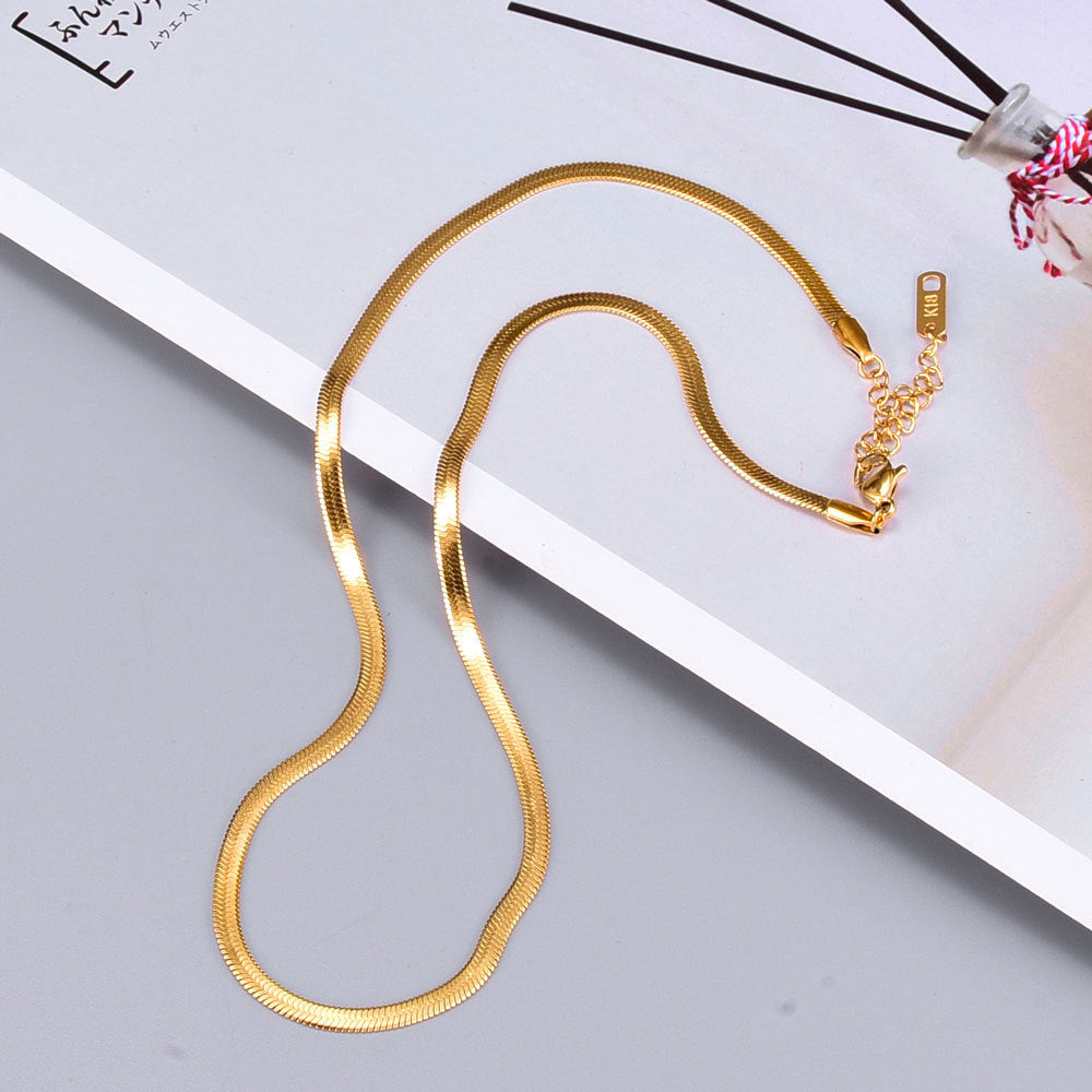 Gold Plated Snakebone Necklace in Titanium Steel MIC-YiS007