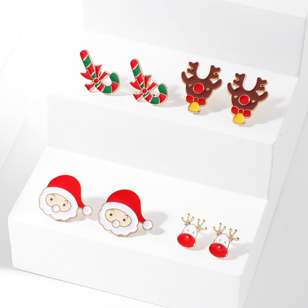 Acrylic Santa Claus Elk Earrings (Minimo de Compra 3) MIC-YuanQ009