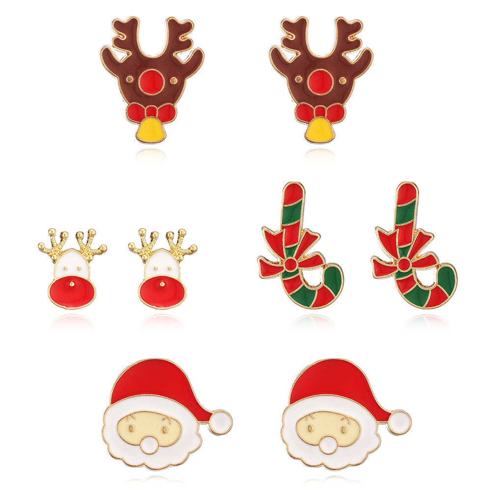 Acrylic Santa Claus Elk Earrings (Minimo de Compra 3) MIC-YuanQ009