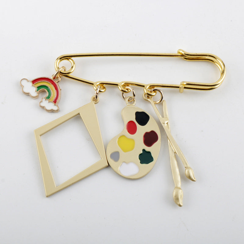 Alloy cartoon brush color palette brooch MIC-DongS016