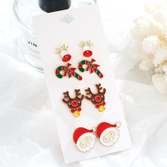 Acrylic Santa Claus Elk Earrings (Minimo de Compra 3) MIC-YuanQ009