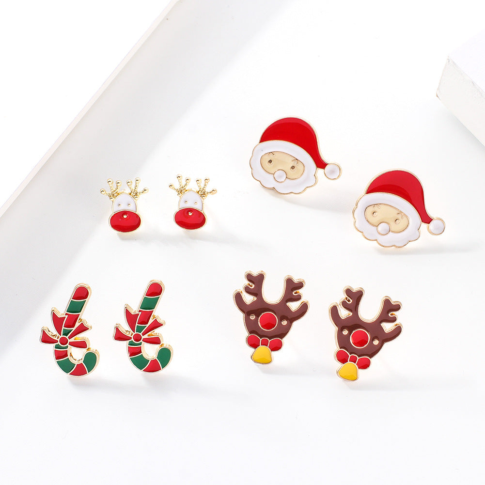 Acrylic Santa Claus Elk Earrings (Minimo de Compra 3) MIC-YuanQ009