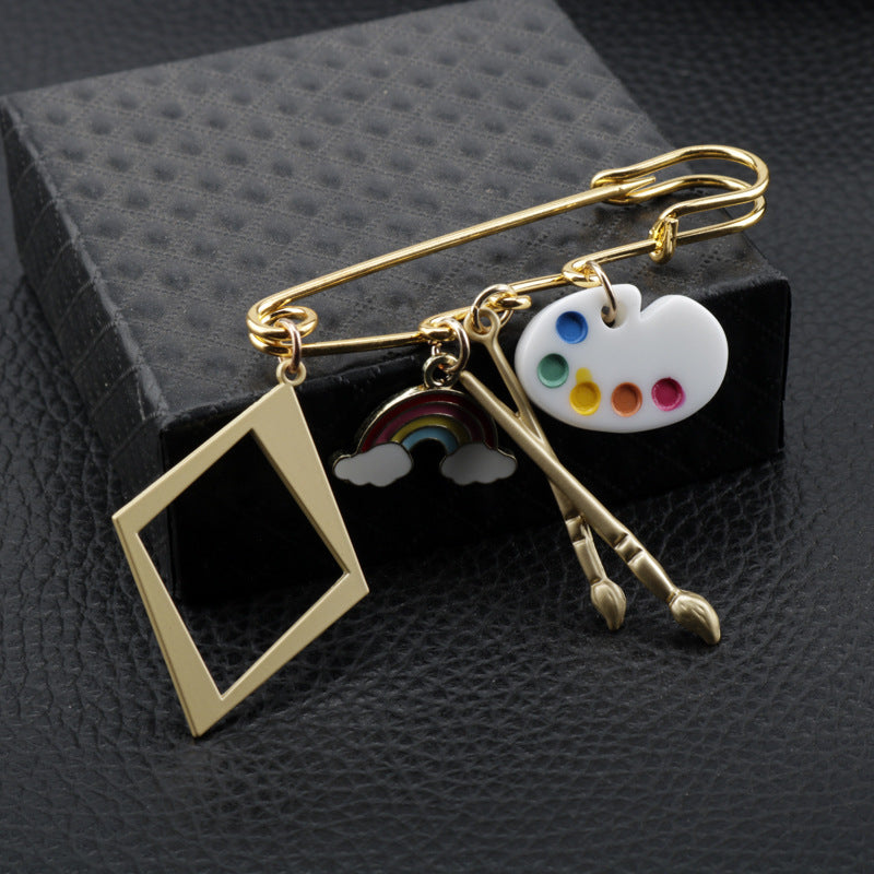 Alloy cartoon brush color palette brooch MIC-DongS016