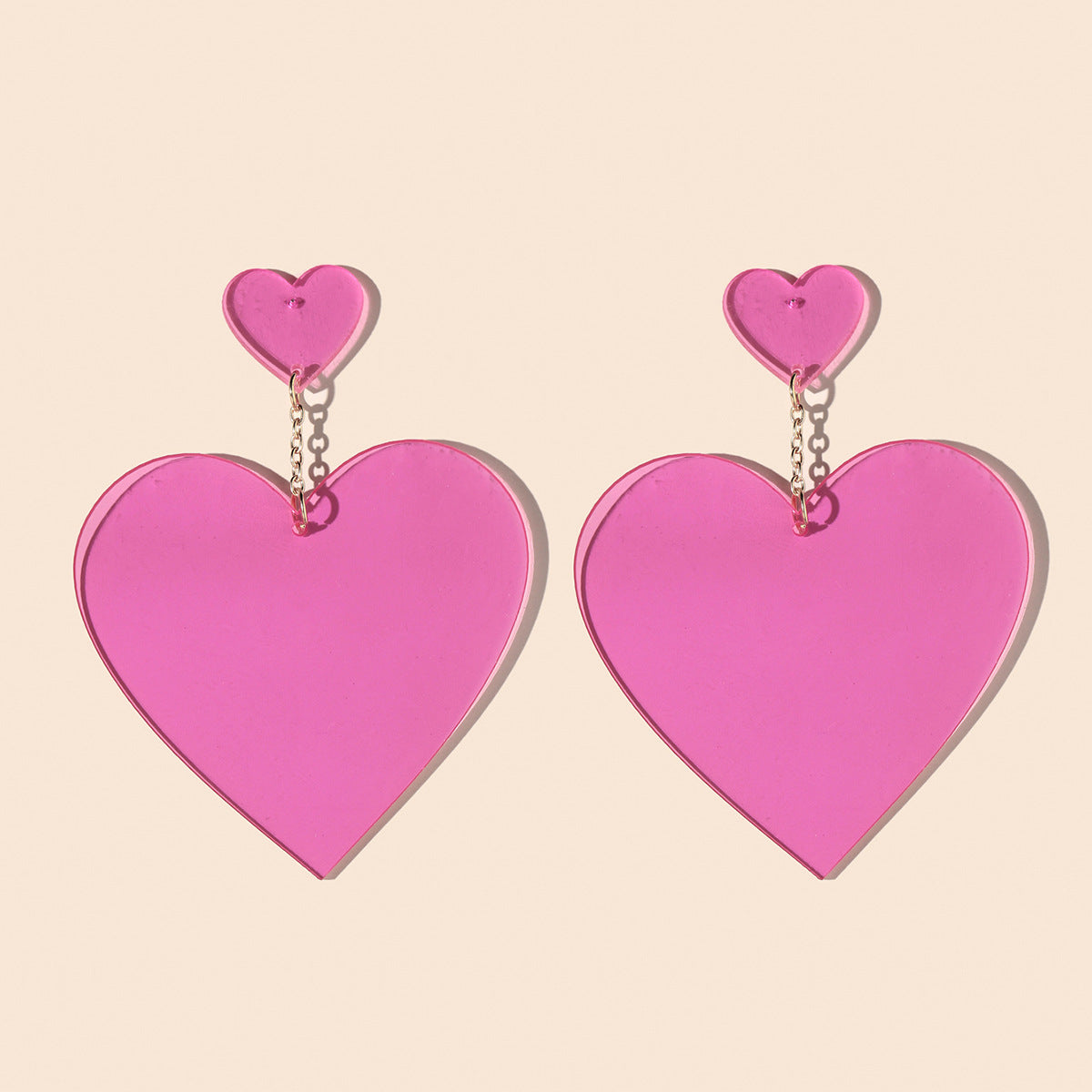 Acrylic large heart-shaped long earrings (Minimo de compra 2) MIC-GanL029