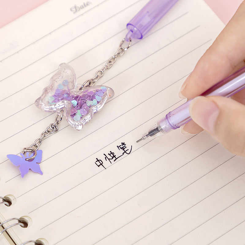 Butterfly Sequin Plastic Ballpoint Pen LvJ001