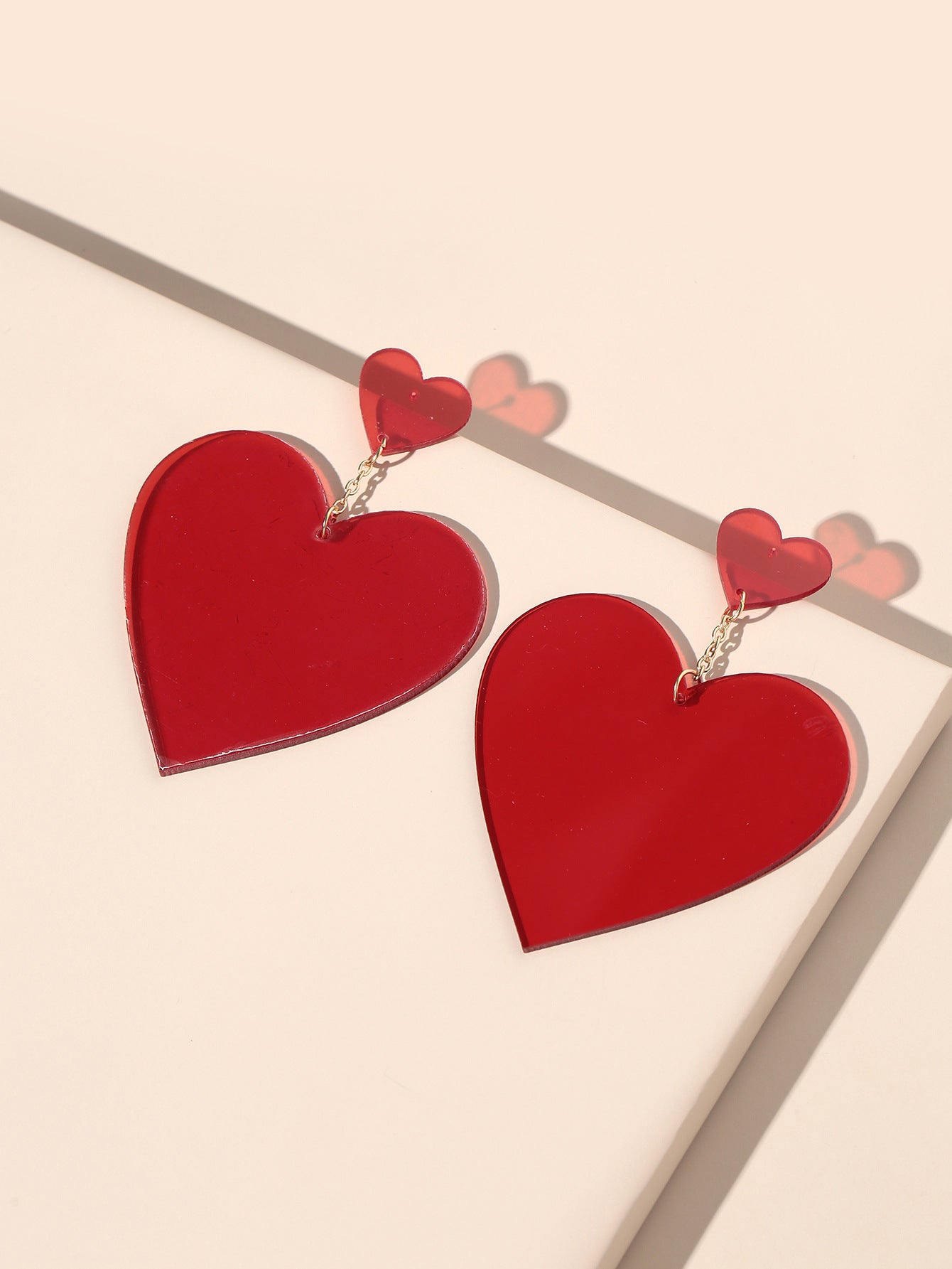 Acrylic large heart-shaped long earrings (Minimo de compra 2) MIC-GanL029