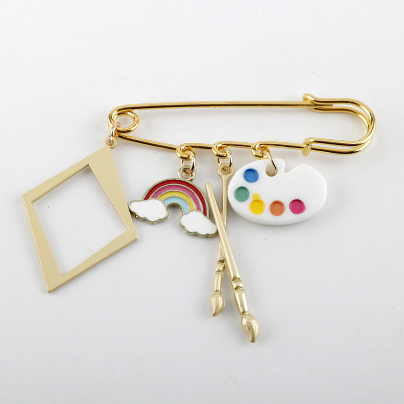 Alloy cartoon brush color palette brooch MIC-DongS016