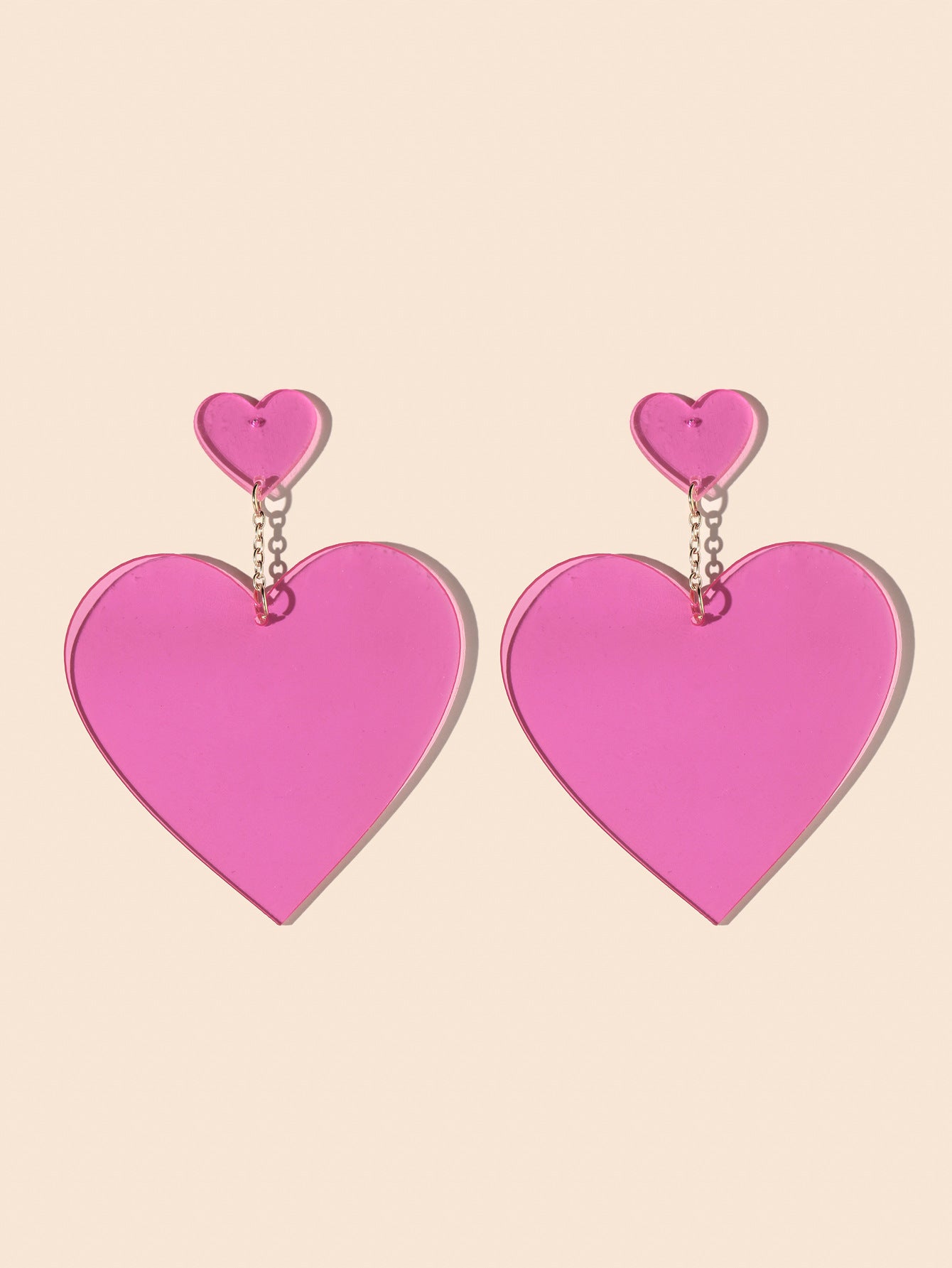 Acrylic large heart-shaped long earrings (Minimo de compra 2) MIC-GanL029