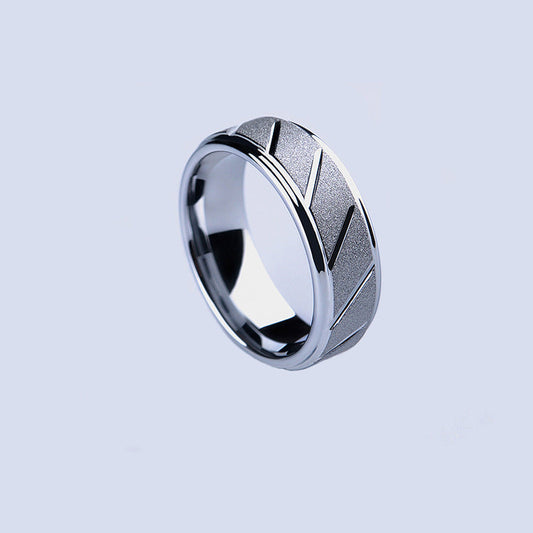 Rings Stainless Steel Frosted Groove BeiC001