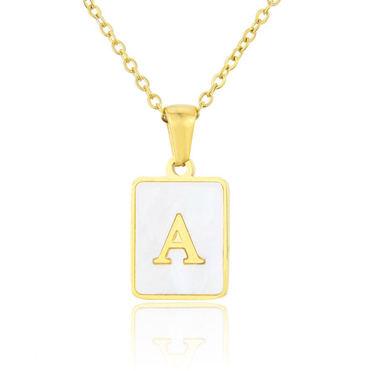 Square Shell Gold Plated Copper Necklace Minimum order quantity ≥ 2 MIC-BaiT008