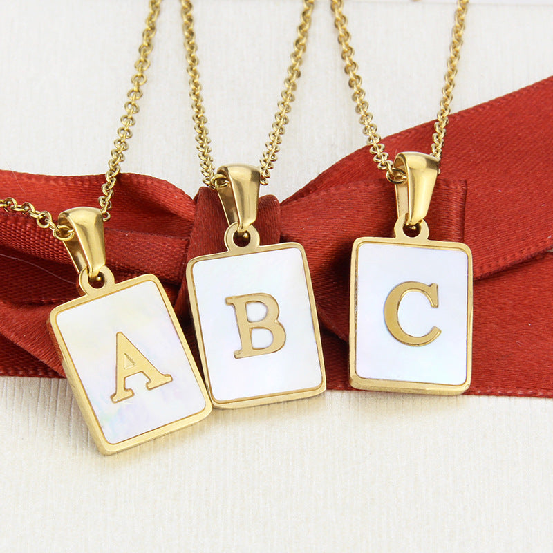 Square Shell Gold Plated Copper Necklace Minimum order quantity ≥ 2 MIC-BaiT008