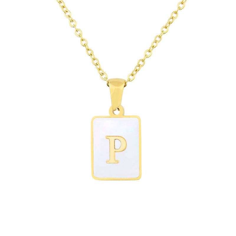 Square Shell Gold Plated Copper Necklace Minimum order quantity ≥ 2 MIC-BaiT008