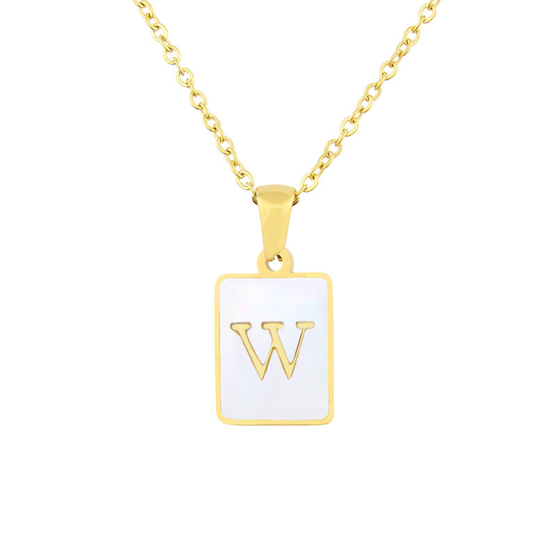 Square Shell Gold Plated Copper Necklace Minimum order quantity ≥ 2 MIC-BaiT008