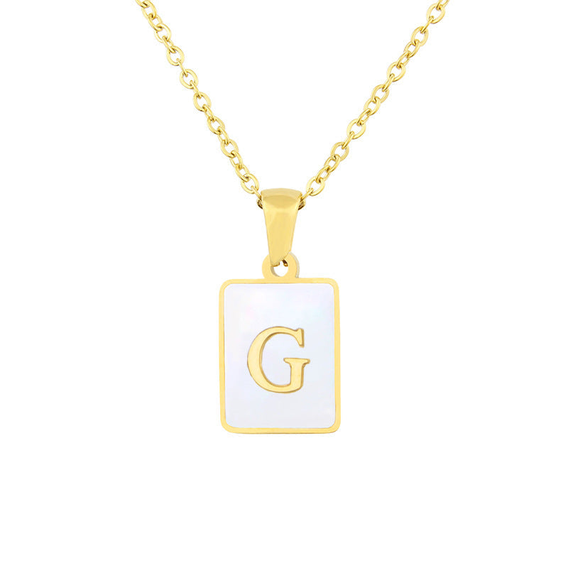 Square Shell Gold Plated Copper Necklace Minimum order quantity ≥ 2 MIC-BaiT008