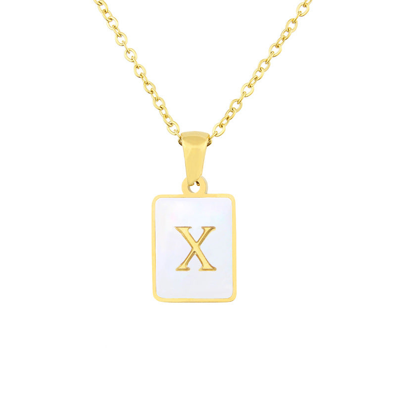 Square Shell Gold Plated Copper Necklace Minimum order quantity ≥ 2 MIC-BaiT008