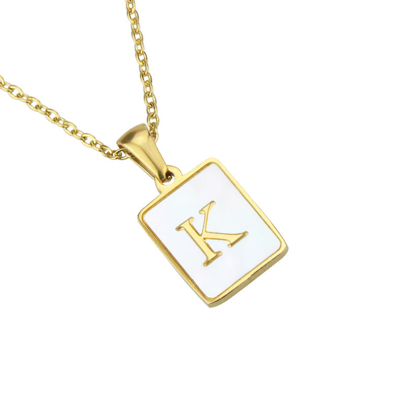 Square Shell Gold Plated Copper Necklace Minimum order quantity ≥ 2 MIC-BaiT008