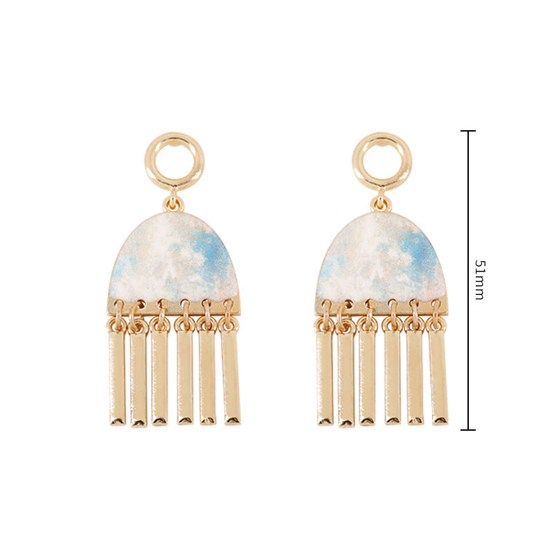 Alloy printed oil painting pattern earrings MIC-ZhongY001