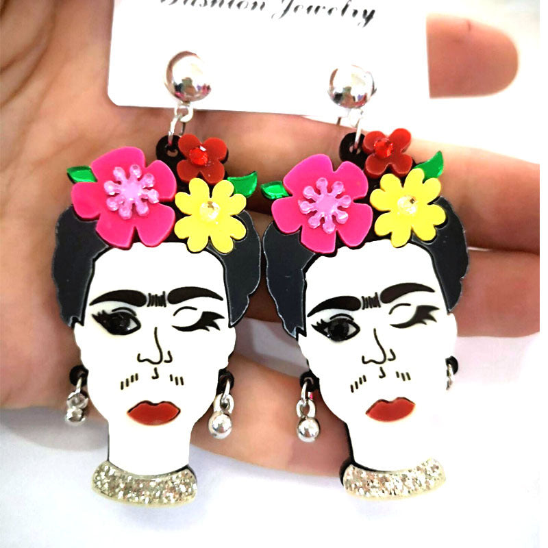 Acrylic Frida Women's Earrings MIC-ChouD002