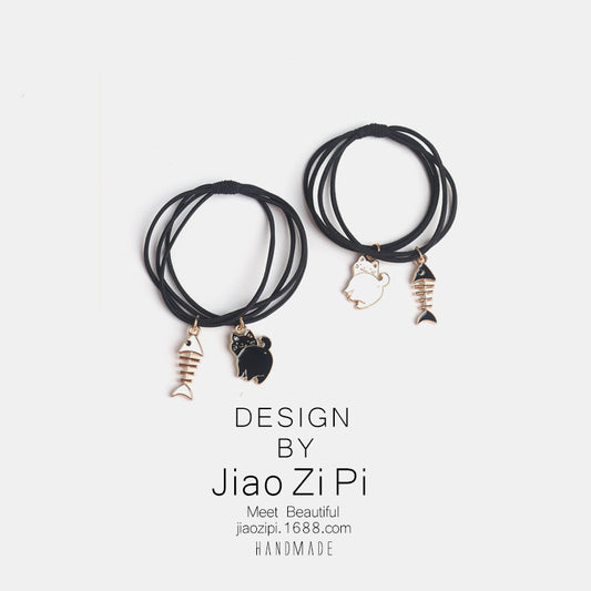 Resin black and white cat hair rope (Minimo de Compra 2) MIC-JZP021