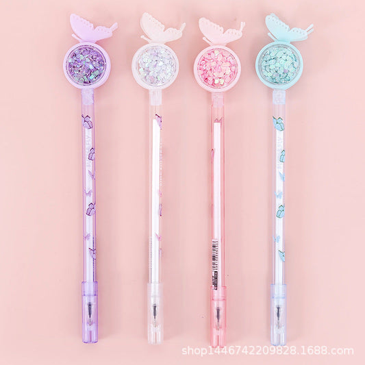 Butterfly Sequin Cartoon Plastic Ballpoint Pen LvJ002