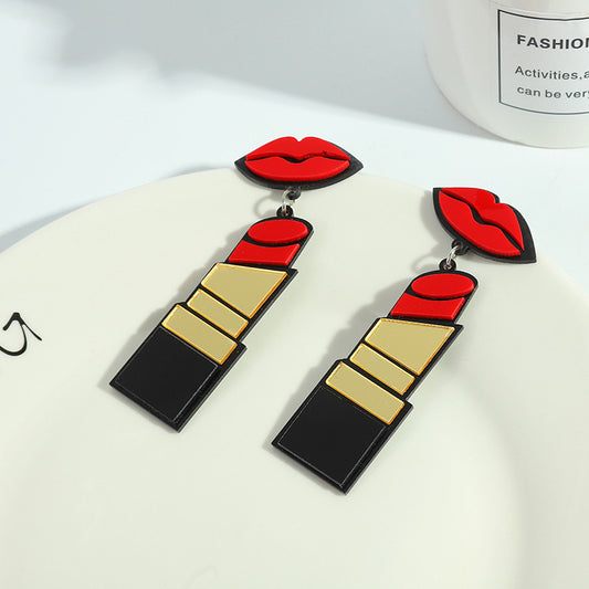 Acrylic exaggerated lipstick earrings MIC-JiuT009